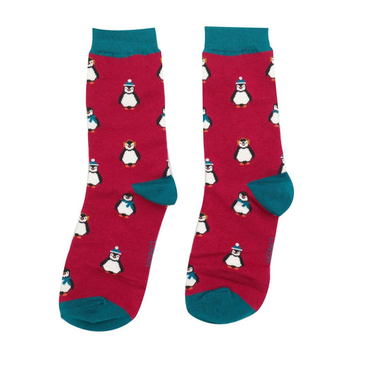 Miss Sparrow Ladies Bamboo Socks In a Box - Christmas Baby Penguin