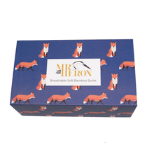 Load image into Gallery viewer, Mr Heron Mens Bamboo Socks In a Box - Foxes