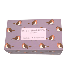 Load image into Gallery viewer, Miss Sparrow Ladies Bamboo Socks In a Box - Robins