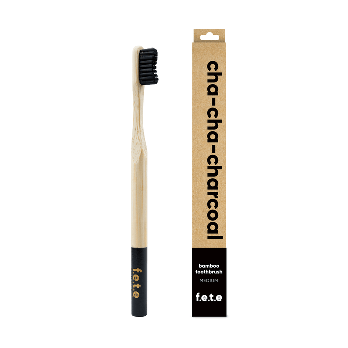Adult Bamboo Toothbrush - Medium - Various Colours Toothbrush BambooBeautiful Black (Charcoal Bristles) 