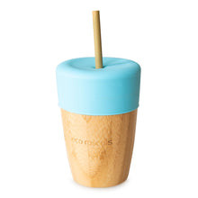 Load image into Gallery viewer, Bamboo Cup with Silicone Topper and Straws Kids Beakers BambooBeautiful Ltd Blue