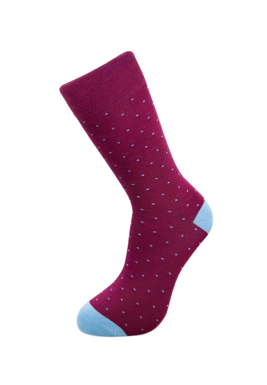 Bamboo Socks - Burgundy with Blue Dots BambooBeautiful Ltd