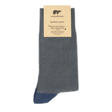 Load image into Gallery viewer, Bamboo Socks - Light Grey with Blue Dots BambooBeautiful Ltd