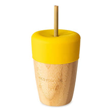 Load image into Gallery viewer, Eco-Rascals Bamboo Cup with Silicone Topper and Straws Kids Beakers BambooBeautiful Ltd Yellow