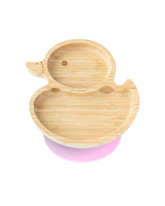 Eco-Rascals Duck Bamboo Plate with suction base Plates BambooBeautiful Ltd Pink 