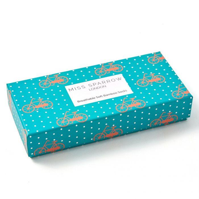 Ladies Bamboo Socks In a Box - Bikes and Spots Socks BambooBeautiful Ltd