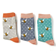 Load image into Gallery viewer, Ladies Bamboo Socks In a Box - Bumble Bees Socks BambooBeautiful Ltd