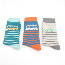 Load image into Gallery viewer, Mens Bamboo Socks In a Box - Camper Stripes Socks BambooBeautiful Ltd