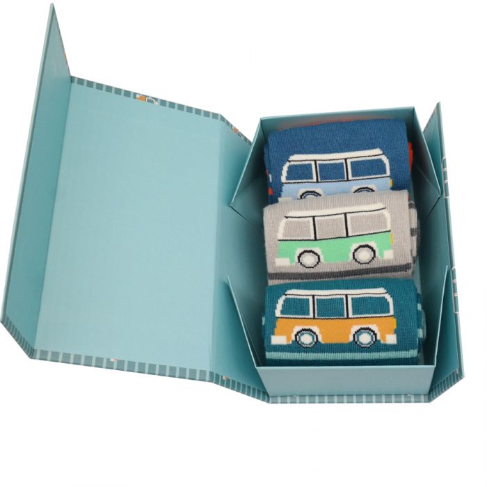 Mens Bamboo Socks In a Box - Camper Stripes Socks BambooBeautiful Ltd