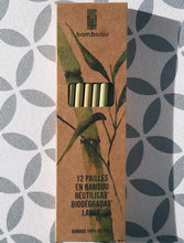 Load image into Gallery viewer, Bamboo straws in cardboard packaging. A box of 12.