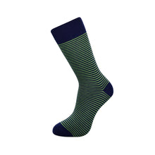 Load image into Gallery viewer, Slopes and Town Bamboo Socks - Blue with Green Stripes BambooBeautiful Ltd