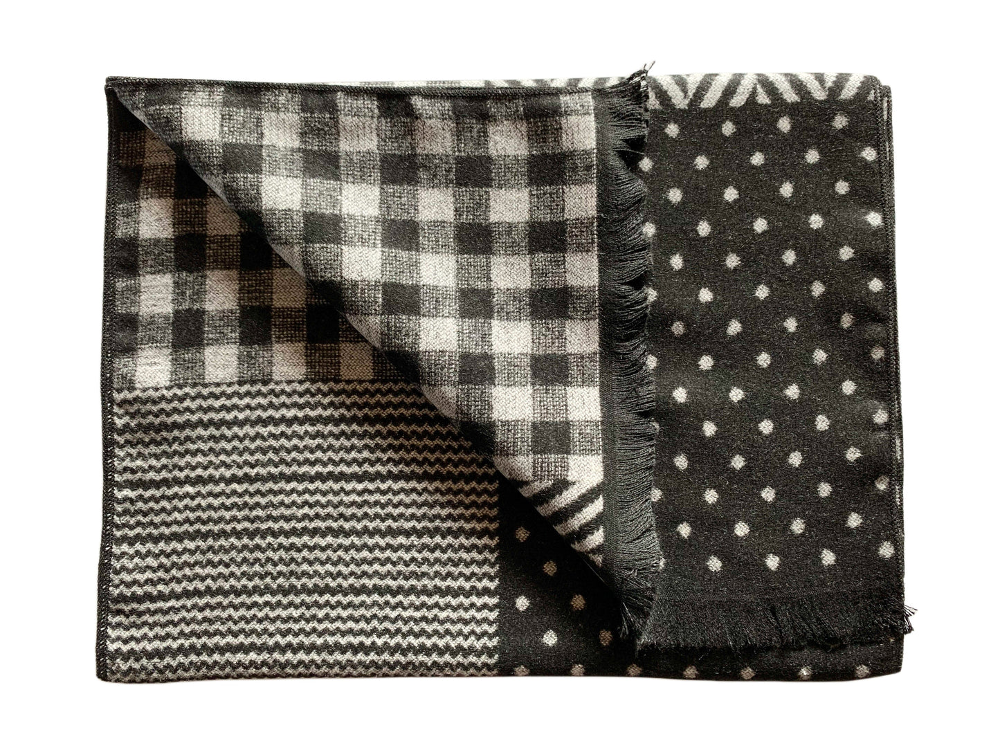 Swole Panda Bamboo Scarf - Black and White Checks and Dots BambooBeautiful