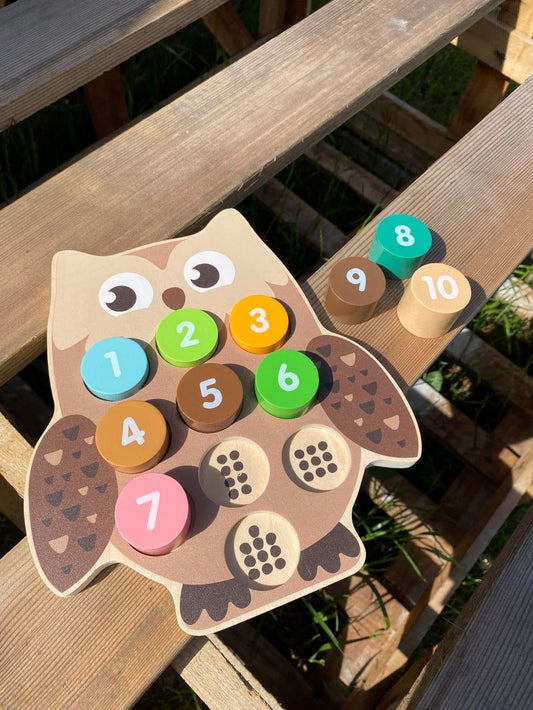 Wooden Owl Number Block Puzzle Toys & Games BambooBeautiful