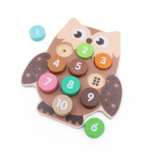 Load image into Gallery viewer, Wooden Owl Number Block Puzzle Toys & Games BambooBeautiful