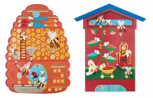 Children's 2 Sided Contour Jigsaw Puzzle - Bees In and Out