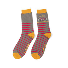 Load image into Gallery viewer, Mr Heron Mens Bamboo Socks - Wheely Awesome Dad - Grey