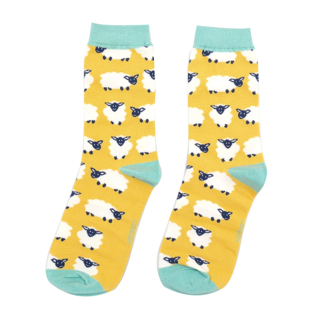 Miss Sparrow Ladies Bamboo Socks In a Box Happy Sheep