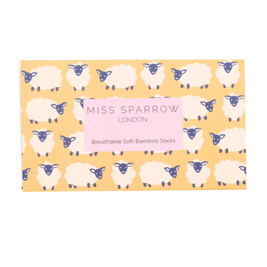 Miss Sparrow Ladies Bamboo Socks In a Box Happy Sheep
