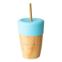 Load image into Gallery viewer, Bamboo Cup with Silicone Topper and Straws Kids Beakers BambooBeautiful Ltd Blue 