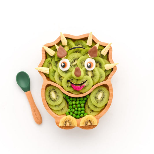 Bamboo Kids Plate with Silicone Suction Base - Dinosaur Plate Kids BambooBeautiful Ltd 