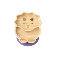 Load image into Gallery viewer, Bamboo Kids Plate with Silicone Suction Base - Dinosaur Plate Kids BambooBeautiful Ltd Purple 