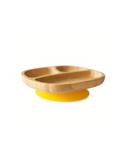 Bamboo Kids Plate with Silicone Suction Base - Toddler Section Plate Kids BambooBeautiful Ltd Yellow 