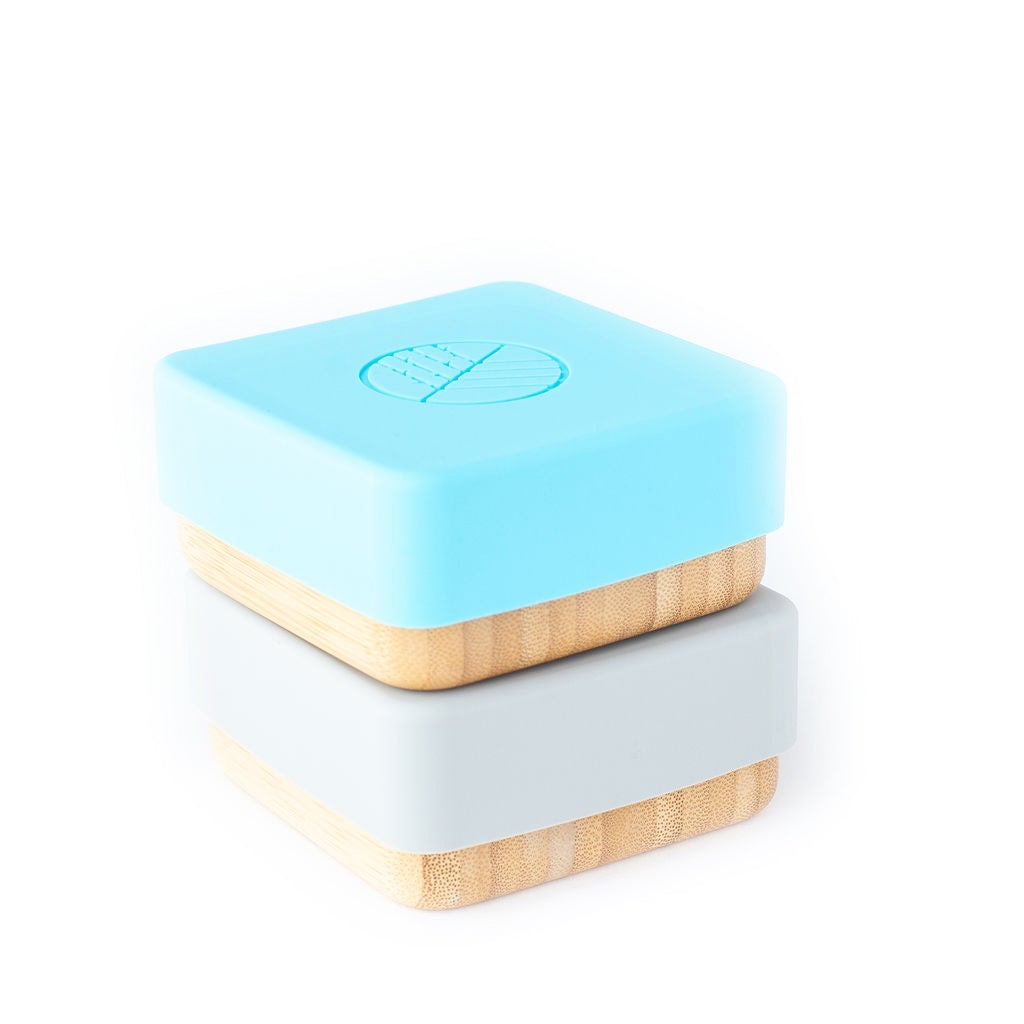 Bamboo Snack Pots Kids Beakers BambooBeautiful Ltd Blue and Grey 