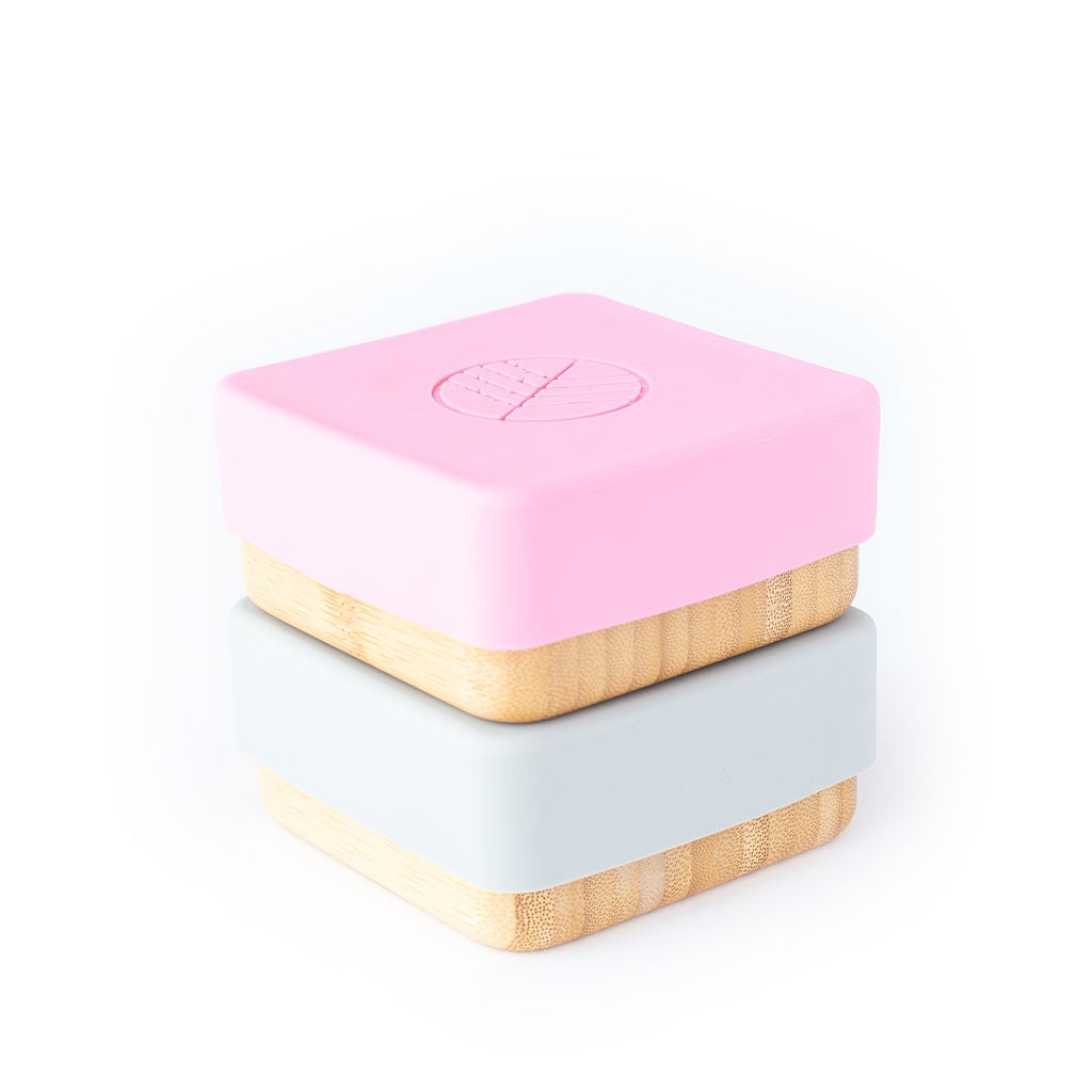 Bamboo Snack Pots Kids Beakers BambooBeautiful Ltd Pink and Grey 