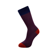 Load image into Gallery viewer, Bamboo Socks Blue and Burgundy striped single sock