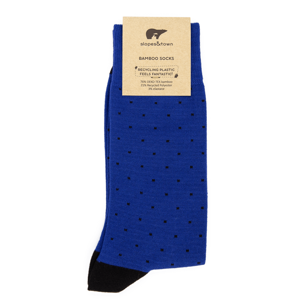 Bamboo Socks Electric Blue with Dots
