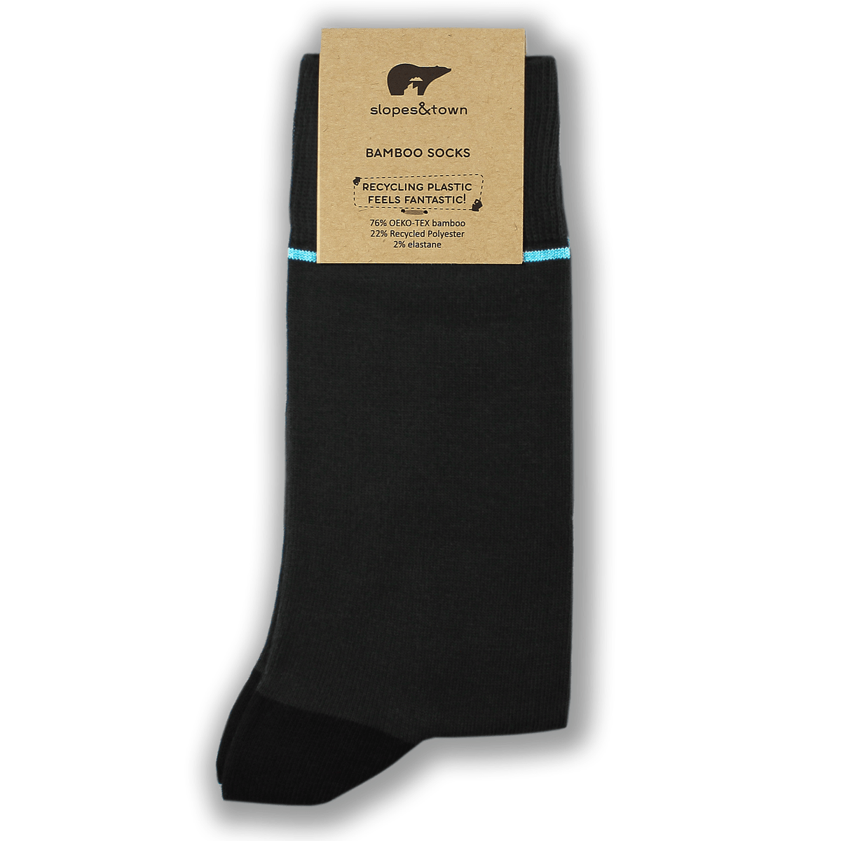 Bamboo Socks - Grey with Blue Stripe BambooBeautiful Ltd 