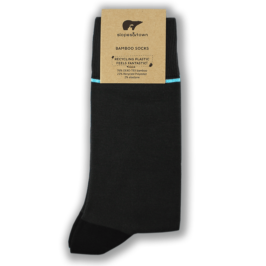 Bamboo Socks - Grey with Blue Stripe BambooBeautiful Ltd 