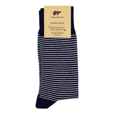 Load image into Gallery viewer, Bamboo Socks - Navy and White Stripey BambooBeautiful Ltd 