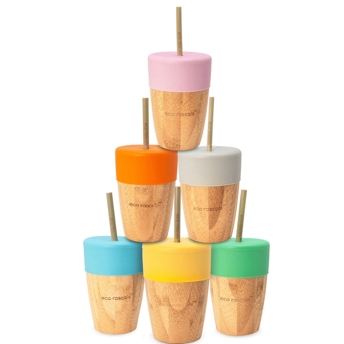 Eco-Rascals Bamboo Cup with Silicone Topper and Straws Kids Beakers BambooBeautiful Ltd 