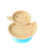Load image into Gallery viewer, Eco-Rascals Duck Bamboo Plate with suction base Plates BambooBeautiful Ltd Blue 