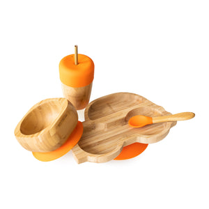 Eco-Rascals Essential Weaning Set - Car Bamboo Plate, Bowl, Cup and Spoon Plates BambooBeautiful Ltd Orange 