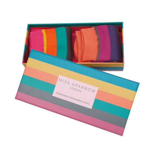 Ladies Bamboo Socks In a Box - Stripes Socks BambooBeautiful Ltd 