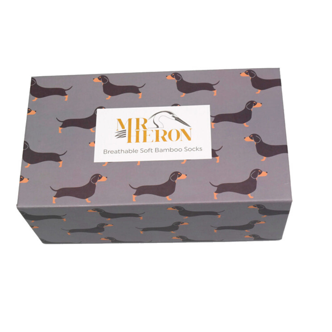 Mens Bamboo Socks In a Box - Little Sausage Dogs Socks BambooBeautiful Ltd 