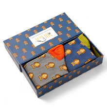 Load image into Gallery viewer, Two pairs of mens Mr Heron bamboo socks in a box with owl design. The box is open.