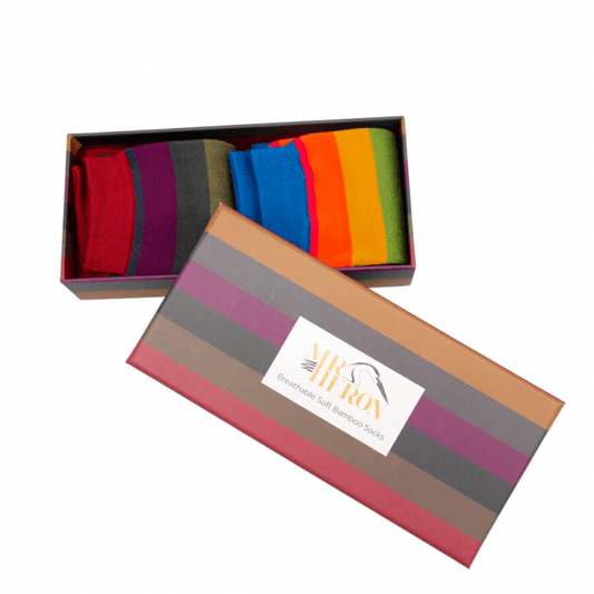 Mens Bamboo Socks In a Box - Thick Stripes Socks BambooBeautiful Ltd 