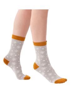 Miss Sparrow Bamboo Socks - Snowflakes Silver Socks BambooBeautiful Ltd 