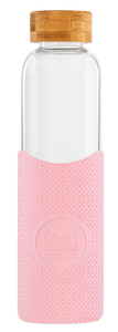 Neon Katcus Reuseable Glass Water Bottle Water Bottle BambooBeautiful Pink Flamingo 