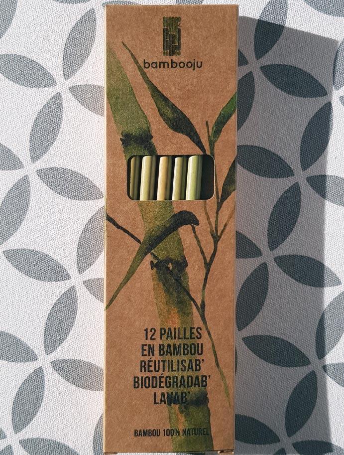 Bamboo straws in cardboard packaging. A box of 12. 
