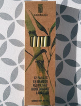 Load image into Gallery viewer, Bamboo straws in cardboard packaging. A box of 12. 