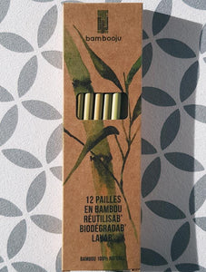 Bamboo straws in cardboard packaging. A box of 12. 