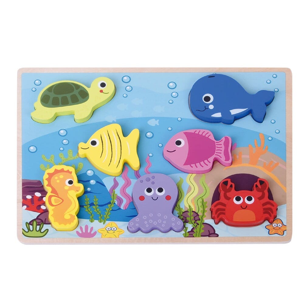 Sea Life Chunky Wooden Puzzle Wooden Toys BambooBeautiful 