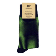 Load image into Gallery viewer, Slopes and Town Bamboo Socks - Blue with Green Stripes BambooBeautiful Ltd 