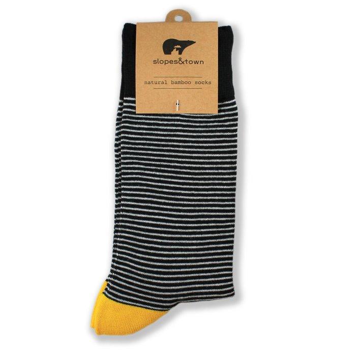 Slopes and Town Bamboo Socks -Stripy White and Black BambooBeautiful Ltd 
