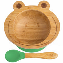 Load image into Gallery viewer, The Bambol - Kids Bamboo Suction Bowl and Spoon BambooBeautiful Ltd Frog 