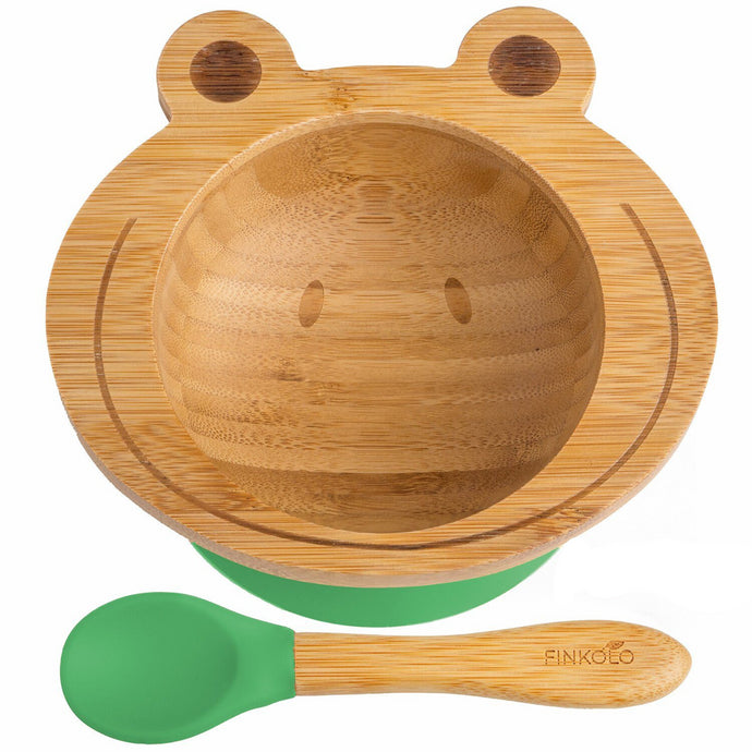 The Bambol - Kids Bamboo Suction Bowl and Spoon BambooBeautiful Ltd Frog 